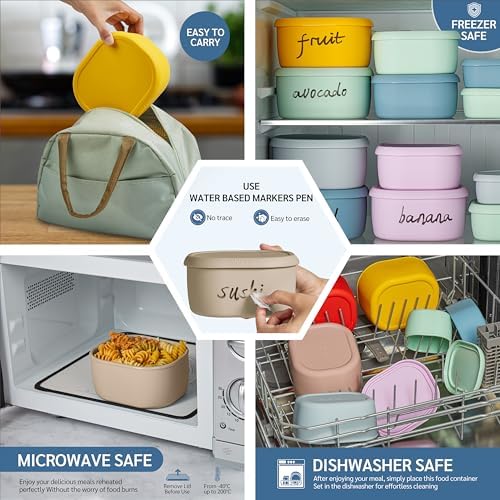 ISSEVE 12Pcs/Set Nesting Silicone Food Storage Containers with Lids - Image 6