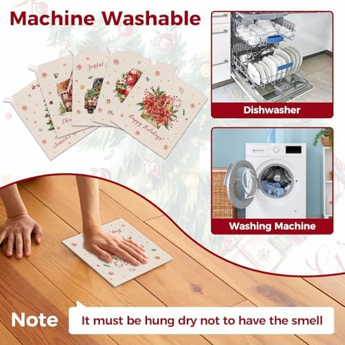 wlich 10PCS Swedish Dishcloths for Kitchen, Reusable Dish Rags for Washing Dishes with Clips, Non-Scratch Kitchen Towels and Dishcloths Sets, Washable Swedish Dish Cloths, No Odor(Christmas) - Image 4
