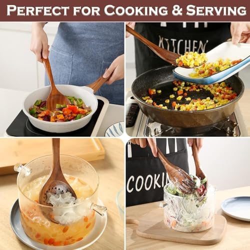 6-Piece Teak Wood Cooking Utensil Set, Wooden Spoons for Cooking - Image 6
