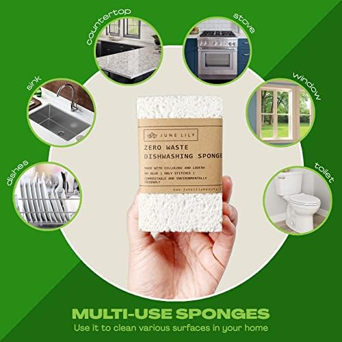 Natural Kitchen Dish Sponge Vegan Plant-Based for Dish Washing Home Cleaning - Each Pack Contains 2 Sponges (3 Pack) - Image 6