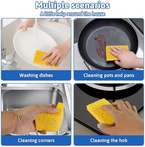 Multi-Use Cellulose Kitchen Sponges Compressed Cellulose Sponges, Non-Scratch, Dish Sponge for Kitchen Bathroom Cars, Funny Cut-Outs DIY (2, White) - Image 7