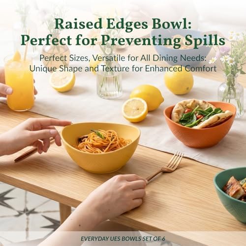 Homienly Wheat Straw Bowls Unbreakable Cereal Bowls 26 OZ Serving Bowls for Snack, Dessert, Dinner, Soup, Rice Microwave and Dishwasher Safe Bowls Set for Kitchen, Party, Dorm, RV (4 PCS Multi) - Image 7