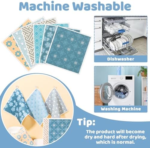 6 Pack Swedish Dishcloths for Kitchen, Geometric Pattern Swedish Rags - Image 4