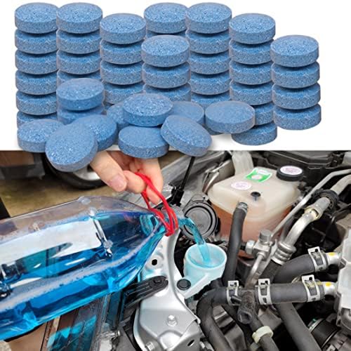100 Pieces Car windshield washer fluid Concentrated Clean Tablets,New Formula windshield wiper fluid Solid Effervescent Tablet.Remove glass stains,Clear vision(Use With De-icer or Methanol for Winter) by awavebloom