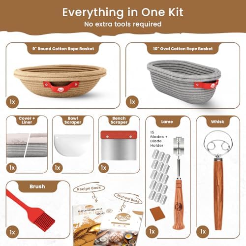 RICCLE Sourdough Starter Kit, Banneton Bread Proofing Basket Set, 2 Baskets - Image 6