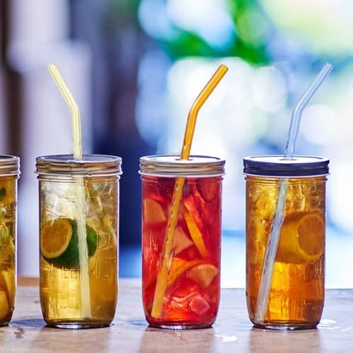 6-Pack Reusable Glass Straws Set, Clear Glass Drinking Straw, Cute Colorful Straws with Cleaning Brush, 8''x8MM - Image 5