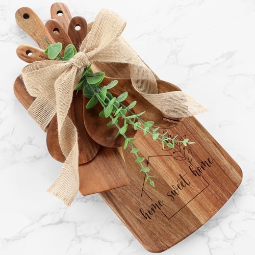 Patelai 10 Pcs Housewarming Gifts New Home, First Home Apartment for New Homeowners Couple Women Men, Apartment Closing Gift for Clients, Wooden Cutting Boards Set by Patelai