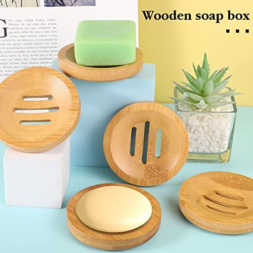 12 Pack Bamboo Soap Dishes, Round Soap Holders for Bathroom Or Kitchen - Image 2