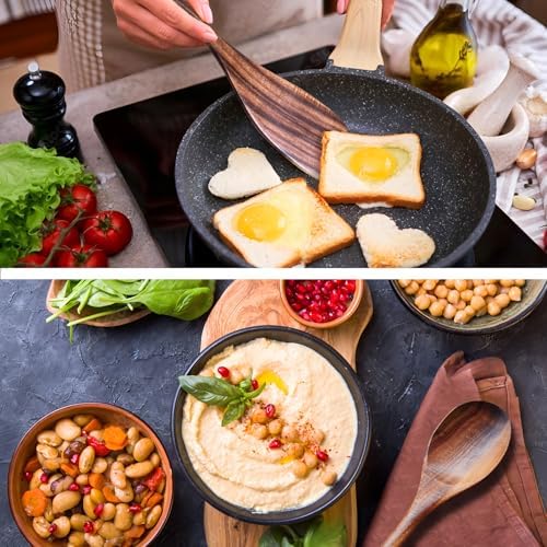 Wooden Spoons for Cooking 10 Pieces Set, Kitchen Utensils Spatula, Wooden Cooking Utensils Spoons, with Spoon Rest, Strainer Spoon, Pasta server, Fried Spatula and Salad Fork, Utensil Holder - Image 4