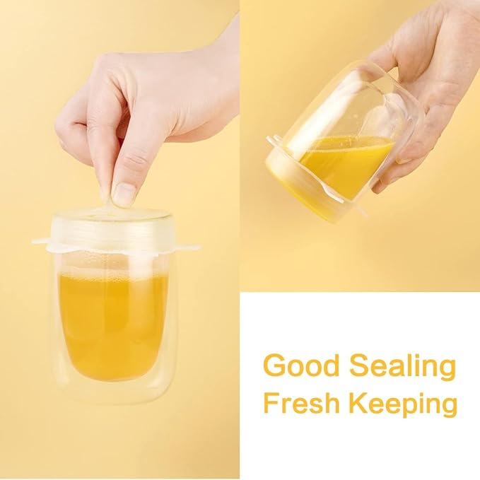 24 Pieces Silicone Stretch Lids Reusable Expandable Silicone Can Lids Round Elastic Container Lids Food Storage Covers for Cups, Mugs, Soda, Small Bowl Fruits, Canning (2.6'' Diameter)