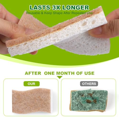 HOMEXCEL Kitchen Dish Sponges, 24 PK Non Scratch Natural Sponge for Dishes - Image 6