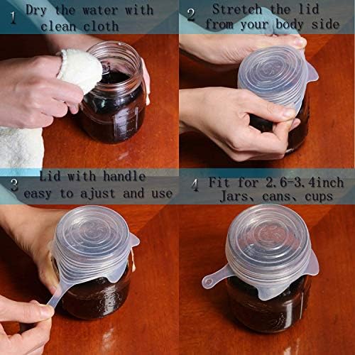 Small Silicone Stretch Lids 5 Pack of 2.5 inch Reusable Stretch Cover, Silicone Stretch and Seal Lids Fit for 2.6 to 3.4 inch Can Cup Regular and Wide Mouth Mason Jar - Image 3