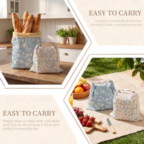 Beeswax Sourdough Bread Bags for Homemade Bread, XL Reusable Bags, 2 Pack - Image 3