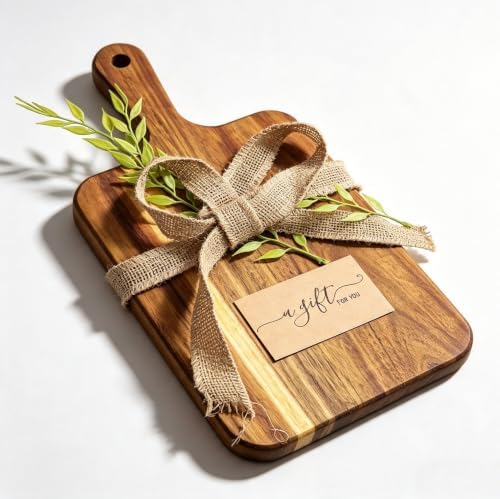 ZeQi Premium Acacia Wood Cutting Board Gift Set, Perfect Housewarming Gift, Wooden Serving Board with Handle, Kitchen Decor, Decorative Cutting Board by ZeQi