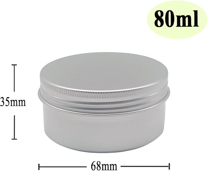 10pcs 80ml Round Lip Balm Tin Cans, 80 Gram Aluminum Cosmetic Sample Container with Screw Lid, 80g Silver Metal Empty Storage Travel Jars for Salves, Lip Balms, Face Cream, Candle, Tea, Paint