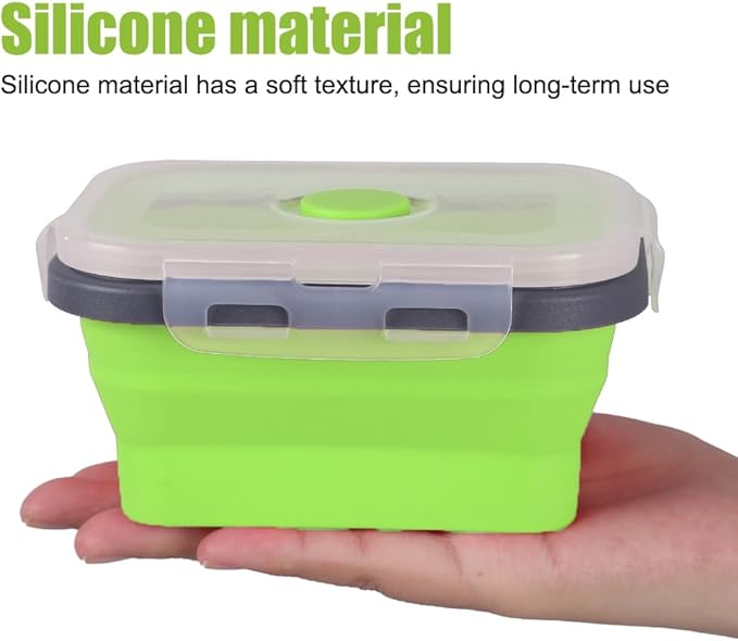 MiOYOOW Collapsible Camping Bowls with Lids, 4PCS Silicone Food Storage Containers, Heat Resistant Foldable Lunch Boxes for Camping Hiking Picnic BBQ Outdoor Cooking