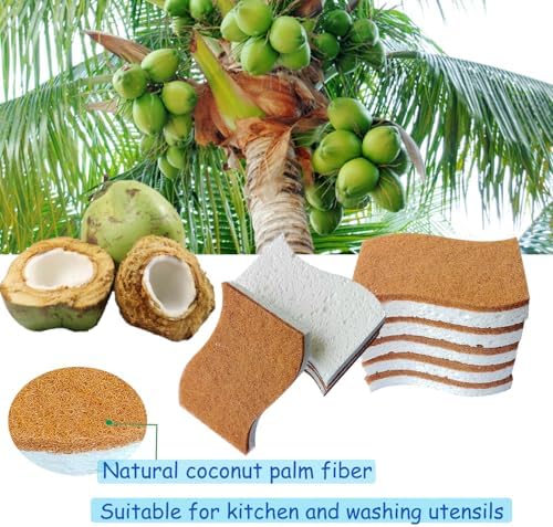 12 Pack Natural Kitchen Sponges,Biodegradable & Compostable,Non-Scratch Cellulose Coconut Fiber Sponges for Dishes,Pots and Pans,Eco-Friendly Cleaning Sponge. - Image 3