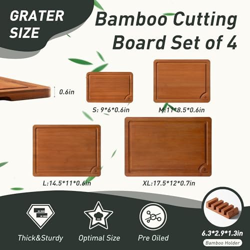 Bamboo Cutting Board Set Non Slip Feet with Holder Over Sink Father Day Dad Parents Papa Stepdad Pappy Poppy Pawpaw Who Want Nothing Everything Future Groom Bride Christmas Happy Birthday Gifts Ideal - Image 2