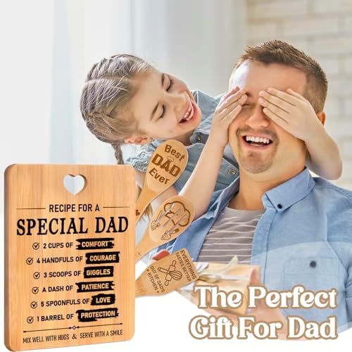 Fathers Day for Dad Gifts - "Recipe for a Special Dad" Cutting Board Birthday Dad Gifts, Bamboo-Made Engraved Light-Duty Use Chopping Board or Kitchen Decor, Suitable for Serving Tray Entertaining. - Image 2