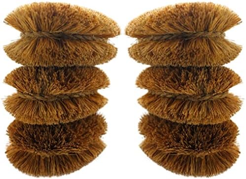 Pack of 6 Tawashi Vegetable Brushes - Natural Coconut Fiber Scrubber, Japanese Design, Ideal for Fruits, Veggies, Cast Iron Cleaning and Household use with Wire Hanging Loop by SKARBY by SKARBY
