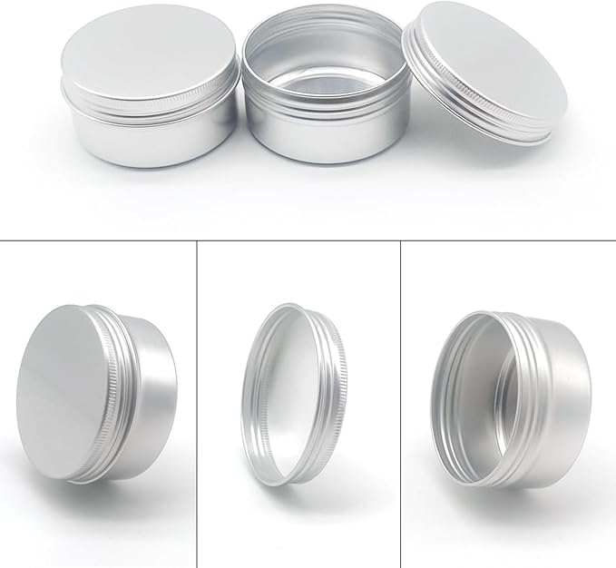4pcs 200ml Round Lip Balm Tin Cans, 7 oz Aluminum Cosmetic Sample Container with Screw Lid, 200g Silver Metal Empty Storage Travel Jars for Salves, Lip Balms, Face Cream, Candle, Tea, Paint