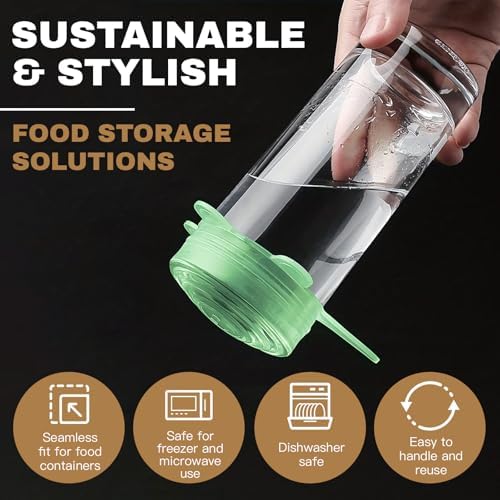 Reusable Silicone Stretch Lids – 18PCS Round & Square Stretchy Food Covers, Airtight & Leakproof, Microwave & Dishwasher Safe Green - Image 3