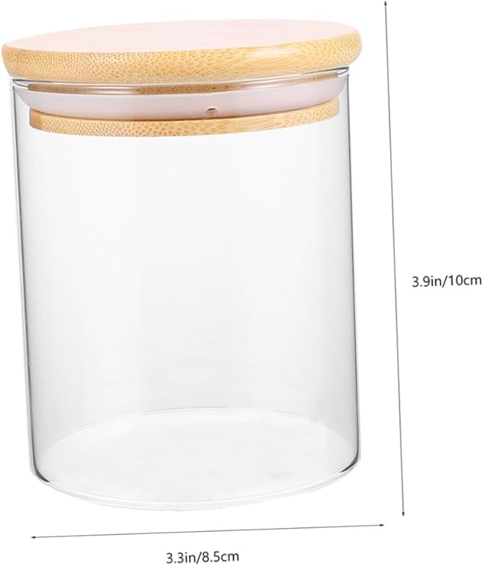 Uonlytech 3 Pcs Glass Storage Jars with Wooden Lids Airtight Multipurpose Canisters for Tea Snacks Nuts Dried Fruits Kitchen Pantry Containers