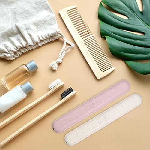 VOCOSTE 2Pcs Travel Toothbrush Case, Beige&Pink - Image 2