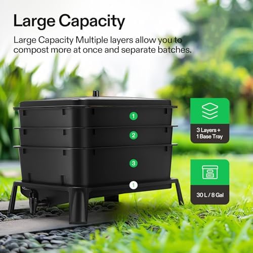 VIVOSUN 3-Layer Worm Compost Bin, 30L Worm Composter - Image 2