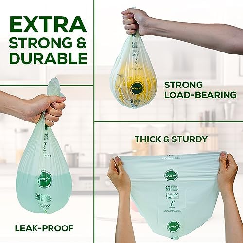 ANECO 100% Home Compostable Food Waste Bags, 1.6 Gallon, 50 Count - Image 4