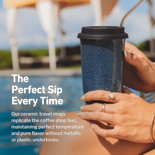 NOVA CERAMICS Coffee Tumbler – Travel Mug - On the Go Coffee Mug – Microwave & Dishwasher Safe Green Coffee Tumbler - Gifts For Women Men Him Her – 16oz – Abyss - Image 4