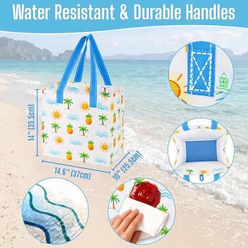 VENO 4 Pack Large Grocery Bag Reusable Shopping Bags with Hard Bottom - Image 2
