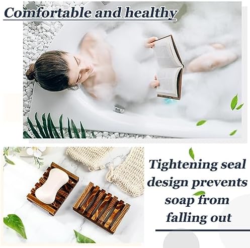Umigy 60 Pcs Soap Bag Holder Kit, Sisal Mesh Bamboo Tray, Beige, Charcoal - Image 6