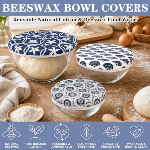 Sitsink Beeswax Bowl Covers Indigo Reusable Food Wrap 5 Pack - Image 3