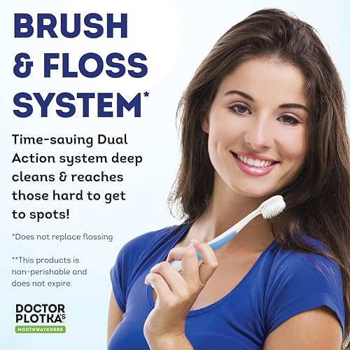 MOUTHWATCHERS Soft Manual Toothbrush, Adults, Flossing Bristles, Blue - Image 5