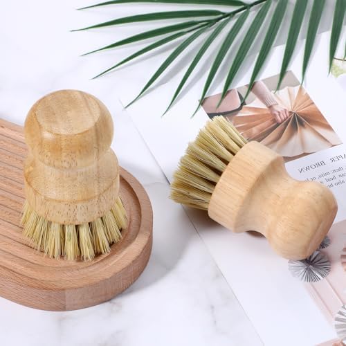 COMNICO 10 Pc Bamboo Dish Scrub Brush Set,Mini Natural Wooden Scrubber Set - Image 3