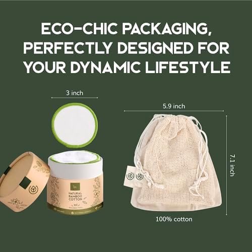 GREENZLA Reusable Makeup Remover Pads | 60 Pack | Bamboo Cotton Rounds - Image 6