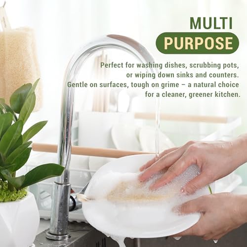 Natural Loofah Kitchen Scrubbing Pads, Vietnamese 100% Plant-Based Luffa, Multi-Purpose Dish Washing Sponges (Pack 4) - Image 4