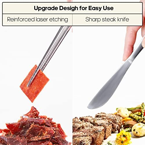 Travel Utensils with Case, Quatish Portable Silverware Set for Work, Stainless Steel Reusable Travel Cutlery, Fork and Spoon Set for Camping, Picnic, Gadgets, Lunch Box for Men, Christmas Gift, Silver - Image 4