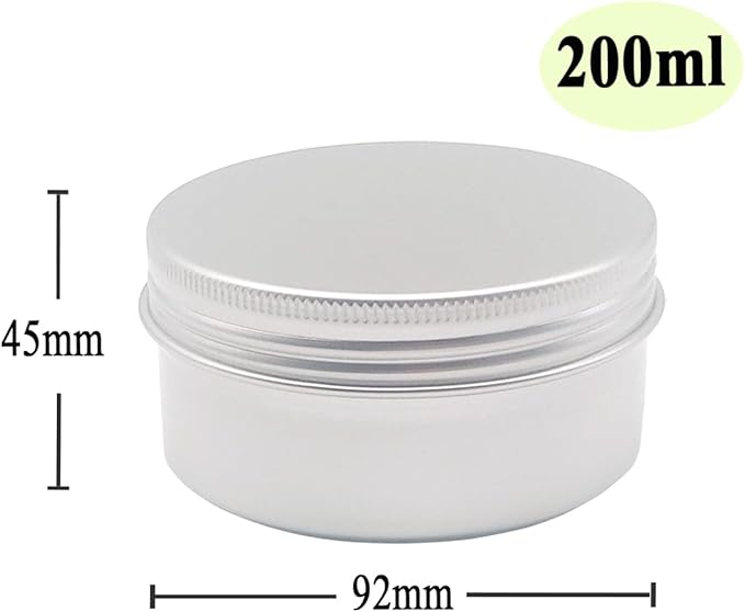 4pcs 200ml Round Lip Balm Tin Cans, 7 oz Aluminum Cosmetic Sample Container with Screw Lid, 200g Silver Metal Empty Storage Travel Jars for Salves, Lip Balms, Face Cream, Candle, Tea, Paint