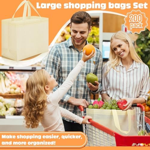 Windyun Reusable Grocery Bags Non Woven with Handles - Image 2