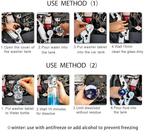 DOKIKO 100 Pcs Atuo Windshield Washer Tablets,Windshield Wiper Fluid,1 Pack Makes 105 Gallons,1 Piece Makes 1.05 Gallons(Winter: Use With De-icer or Methanol) - Image 6