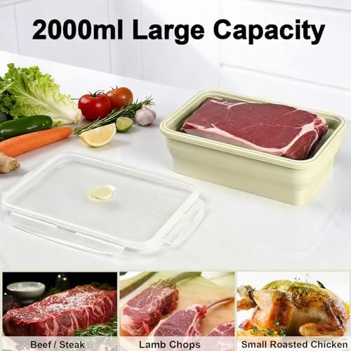 Collapsible Silicone Food Storage Containers Set with Lid & Air Ven, 2000ml - Image 4
