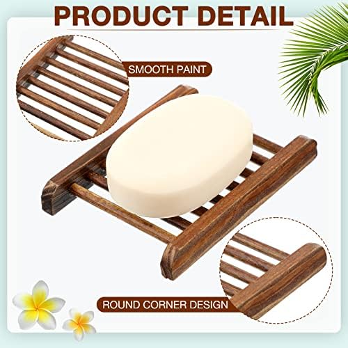 Potchen Bamboo Soap Dish Wooden Hand Craft Soap Case for Shower Rectangular Bathtub Shower Dish Accessories for Home Bathroom Kitchen Sponges(Charcoal,50 Pack) - Image 7