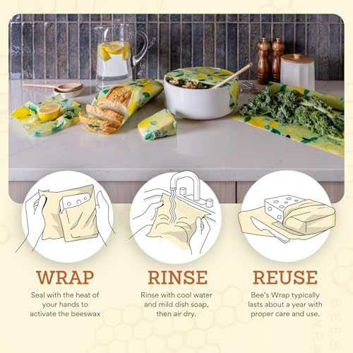 Bee's Wrap Beeswax Food Wraps, 3 Pack Assorted - Fresh Squeeze - Image 7