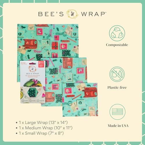 Bee's Wrap Beeswax Food Wraps, 3 Pack Assorted - Season's Greetings - Image 6