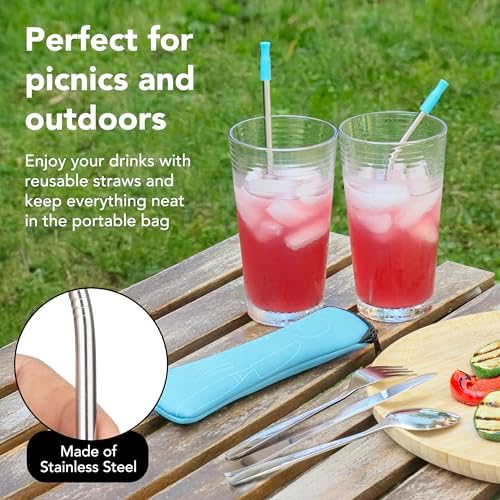 Ecoberi Reusable Travel Utensils Set with Case, 4 Sets - Image 3