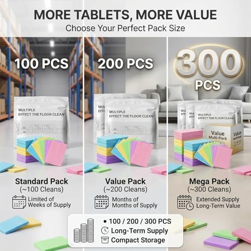 Multi-Surface Floor Cleaning Tablets, Multiple Floor Cleaner 100 Piece Multi Effect Clean Quick Shine Cleaner Sheets, Dissolvable Efficient Care Agents for Mopping Hardwood(Purple -100pcs) - Image 7