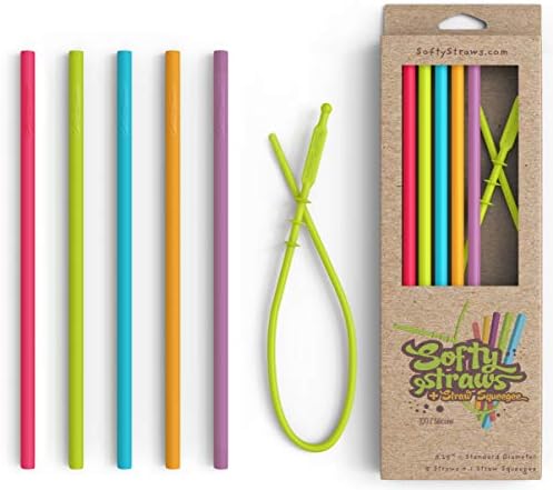 Silicone Straws - Slender Size BPA Free Non-Rubber Silicon Reusable Drinking Straws for Stainless Steel 20 oz Yeti Tumbler - Flexible, Chewy, Bendy & Safe for Kids/Toddlers by SoftyStraws