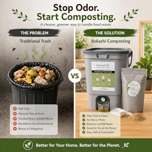 Indoor Bokashi Composter Starter Kit, Gray & Gray, 2 Bin - Image 4